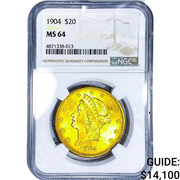 1904 $20 Gold Double Eagle NGC MS64
