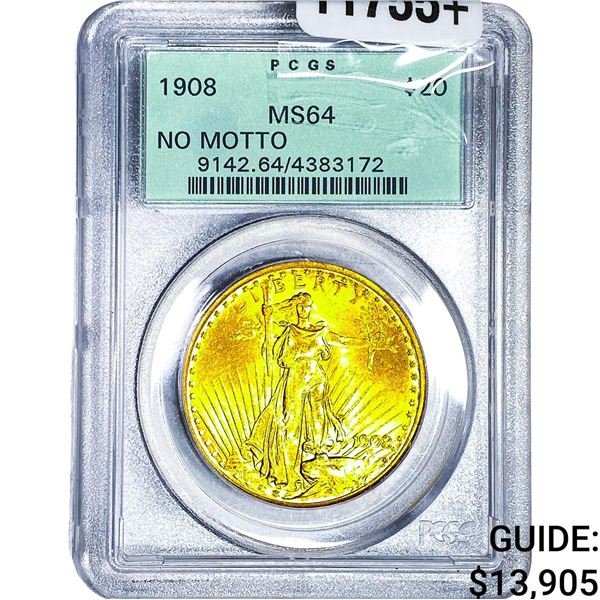 1908 $20 Gold Double Eagle PCGS MS64