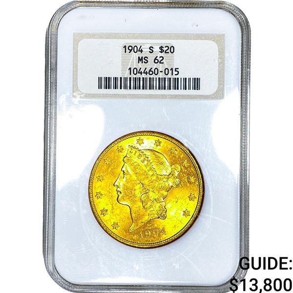 1904-S $20 Gold Double Eagle NGC MS62