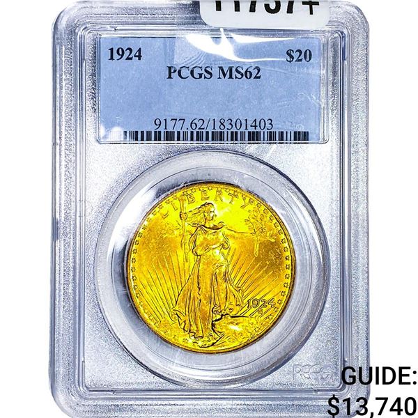 1924 $20 Gold Double Eagle PCGS MS62