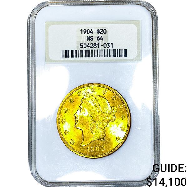 1904 $20 Gold Double Eagle NGC MS64