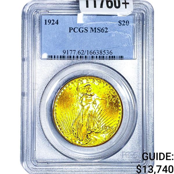 1924 $20 Gold Double Eagle PCGS MS62