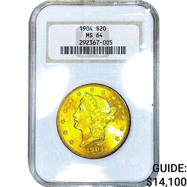 1904 $20 Gold Double Eagle NGC MS64