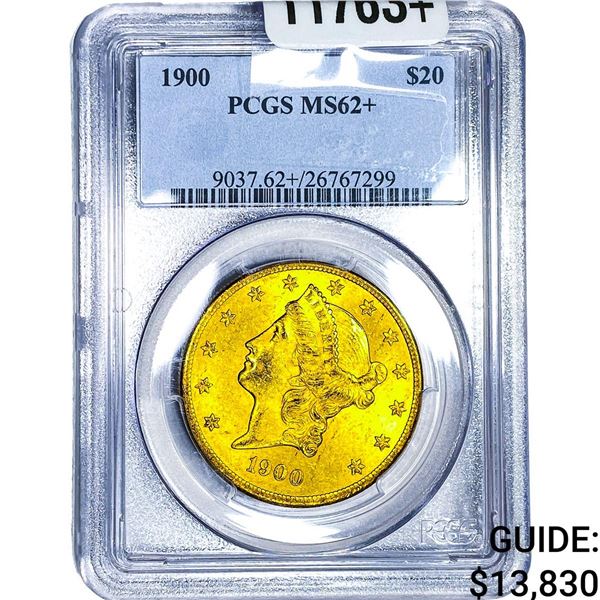 1900 $20 Gold Double Eagle PCGS MS62+