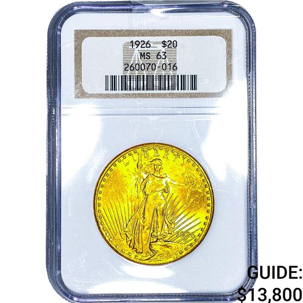 1926 $20 Gold Double Eagle NGC MS63