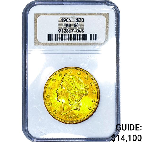 1904 $20 Gold Double Eagle NGC MS64