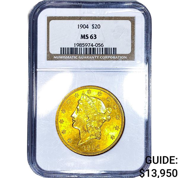 1904 $20 Gold Double Eagle NGC MS63