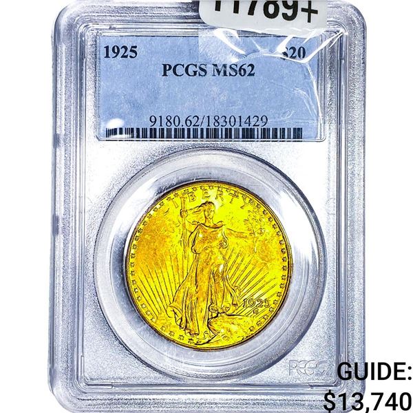 1925 $20 Gold Double Eagle PCGS MS62