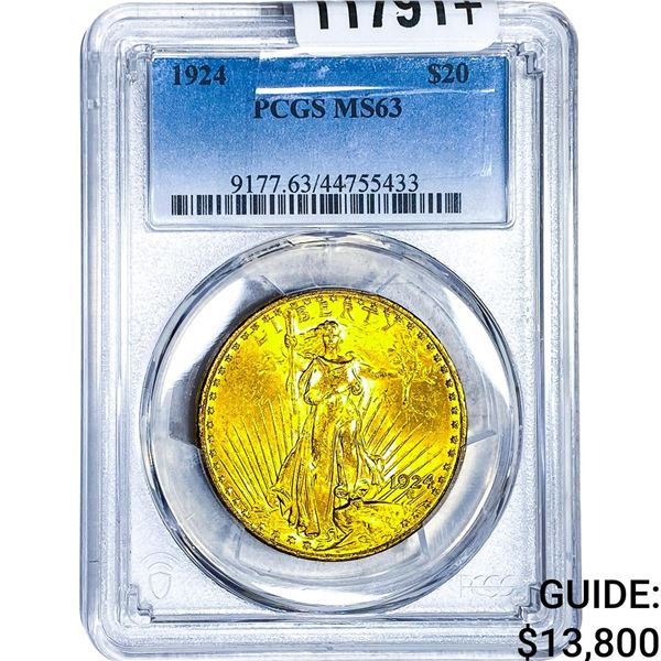 1924 $20 Gold Double Eagle PCGS MS63