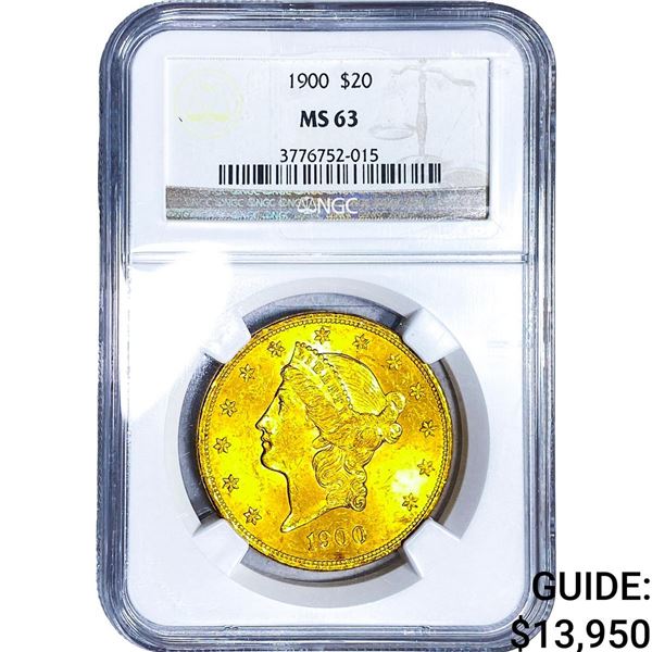 1900 $20 Gold Double Eagle NGC MS63