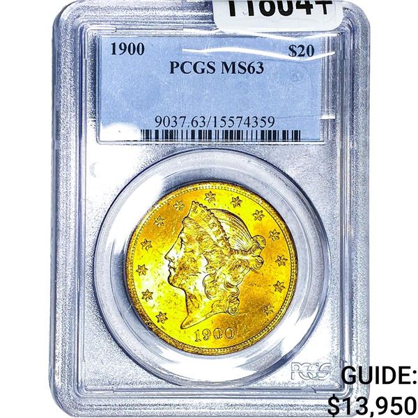 1900 $20 Gold Double Eagle PCGS MS63