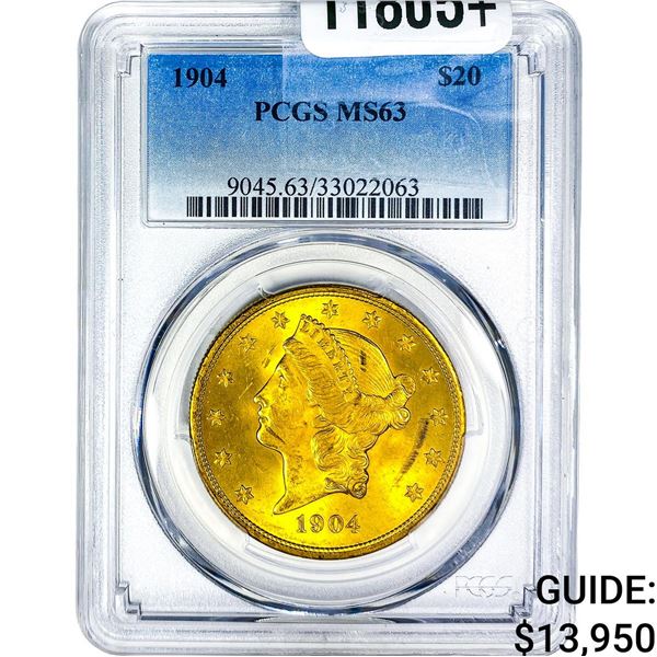 1904 $20 Gold Double Eagle PCGS MS63