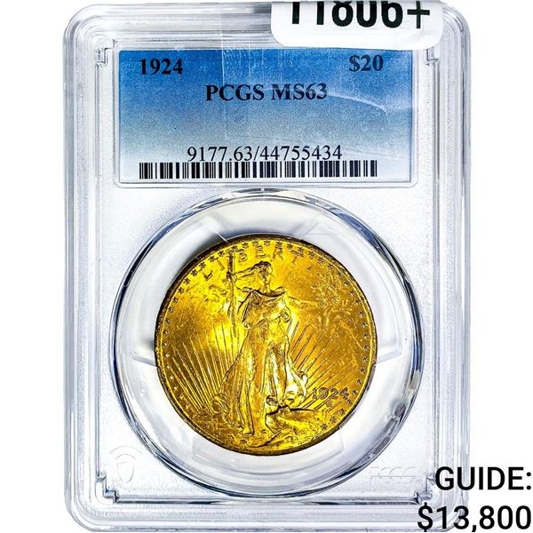 1924 $20 Gold Double Eagle PCGS MS63