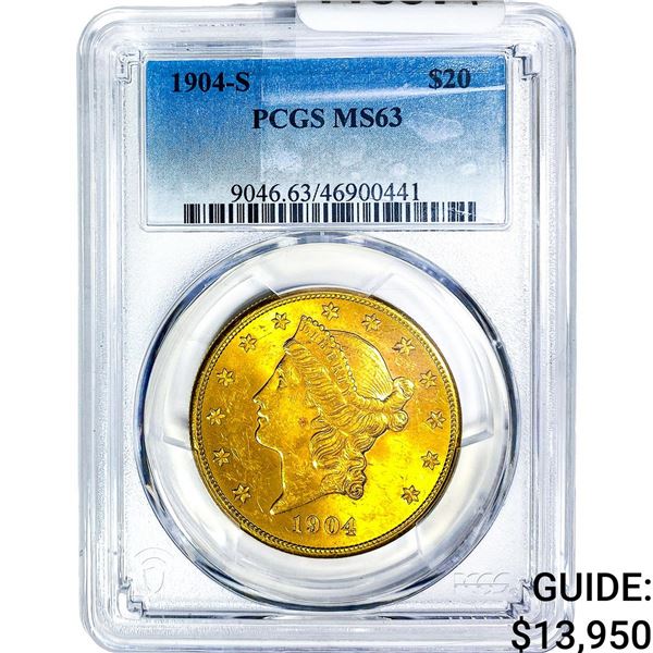 1904 $20 Gold Double Eagle PCGS MS63
