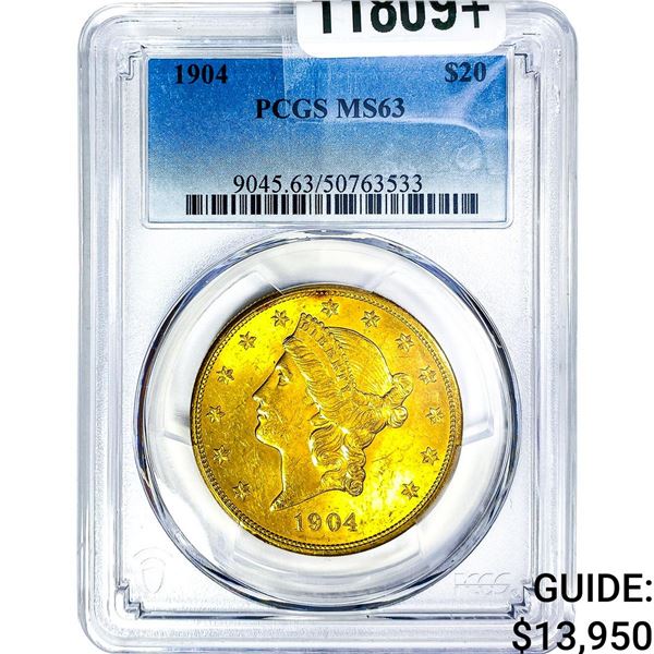 1904 $20 Gold Double Eagle PCGS MS63