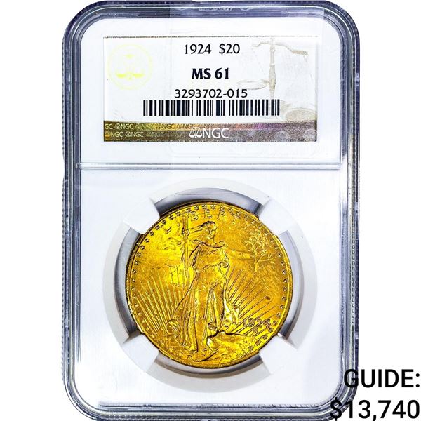 1924 $20 Gold Double Eagle NGC MS61