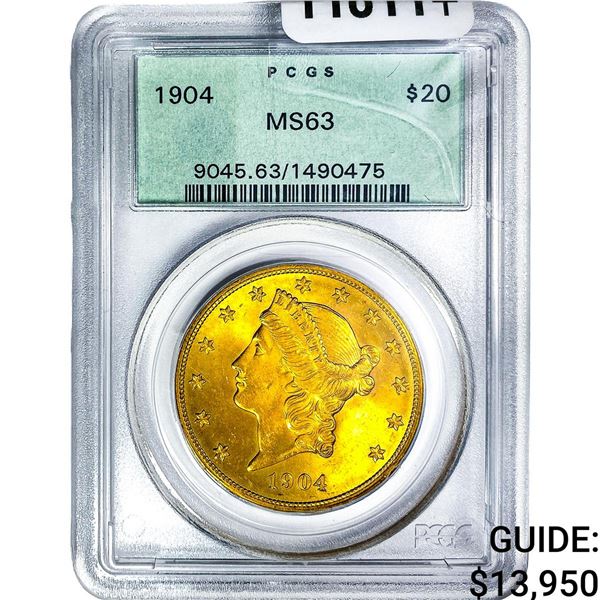 1904 $20 Gold Double Eagle PCGS MS63