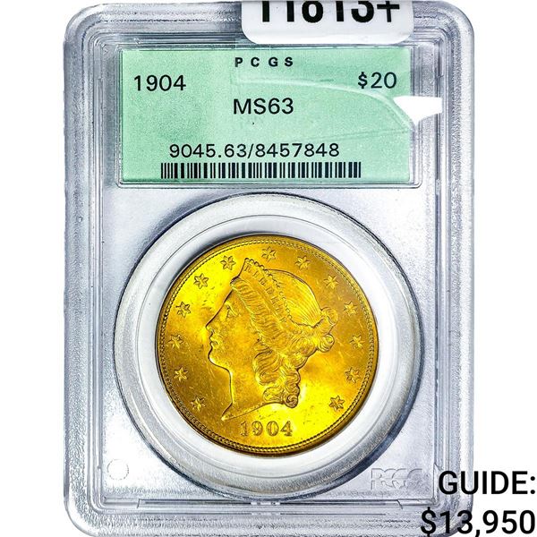 1904 $20 Gold Double Eagle PCGS MS63