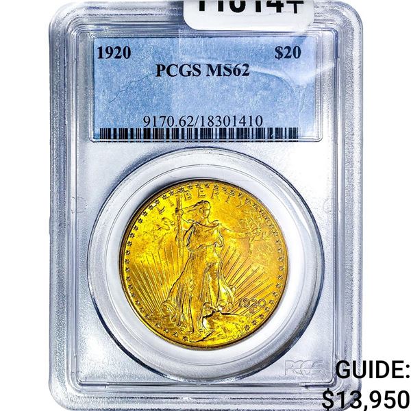 1920 $20 Gold Double Eagle PCGS MS62