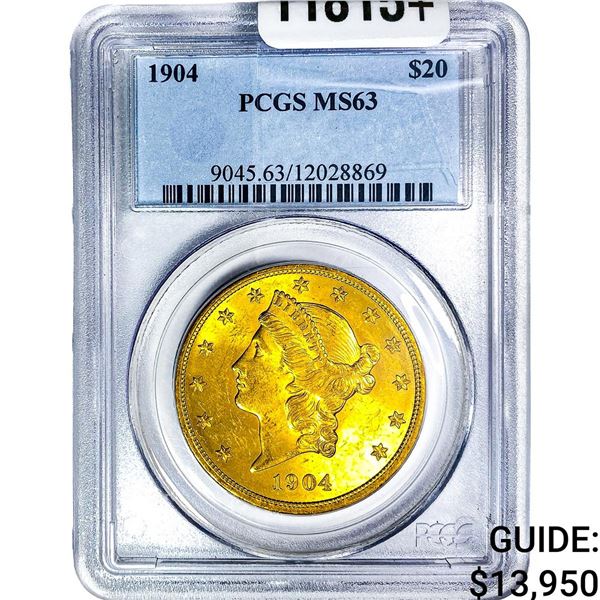 1904 $20 Gold Double Eagle PCGS MS63