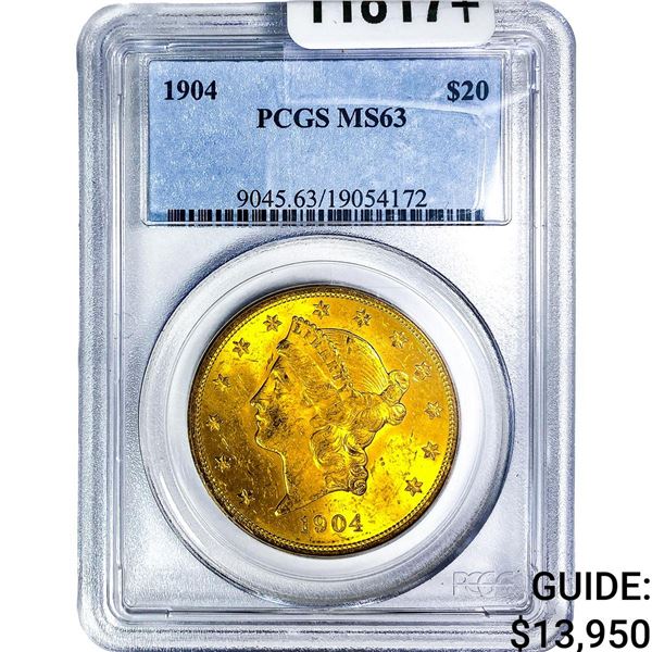1904 $20 Gold Double Eagle PCGS MS63