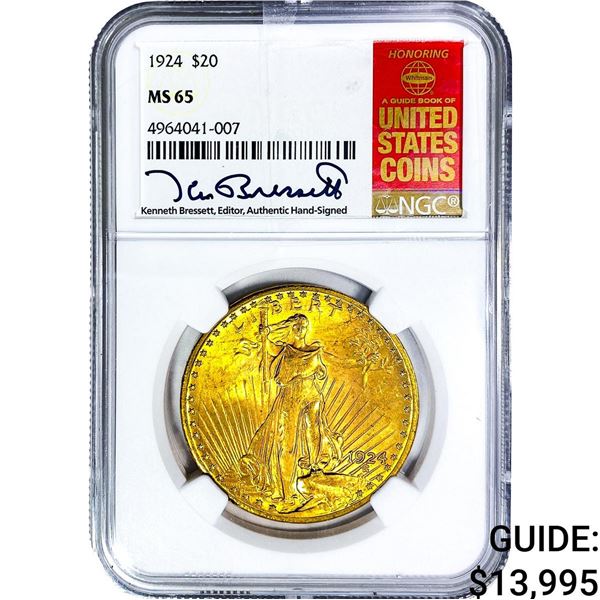 1924 $20 Gold Double Eagle NGC MS65