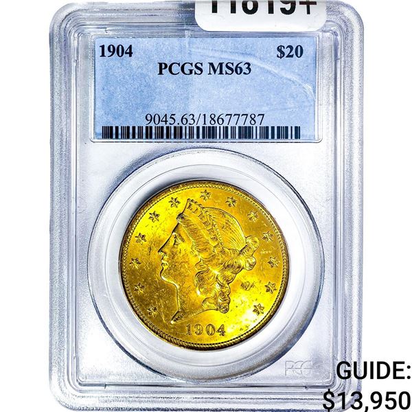 1904 $20 Gold Double Eagle PCGS MS63