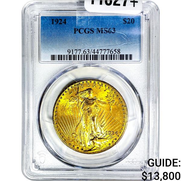 1924 $20 Gold Double Eagle PCGS MS63