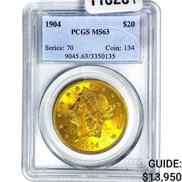 1904 $20 Gold Double Eagle PCGS MS63