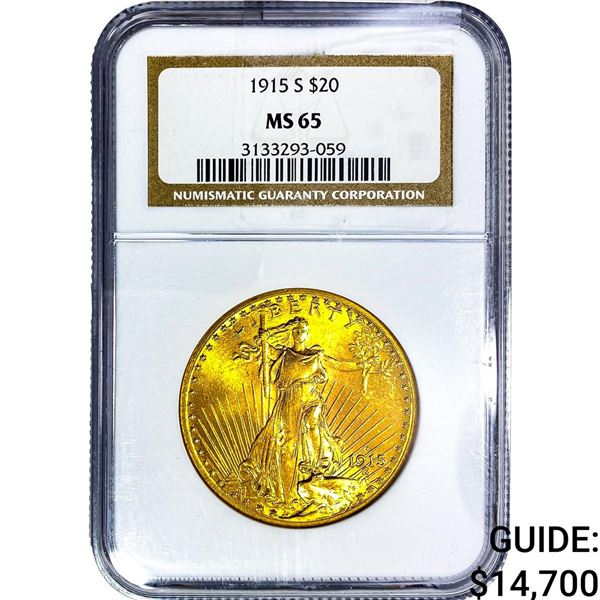 1915-S $20 Gold Double Eagle NGC MS65