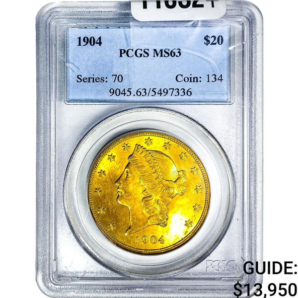 1904 $20 Gold Double Eagle PCGS MS63