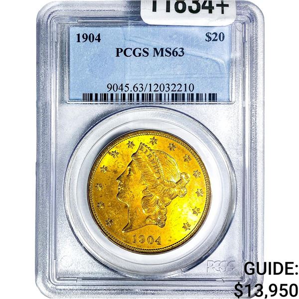1904 $20 Gold Double Eagle PCGS MS63