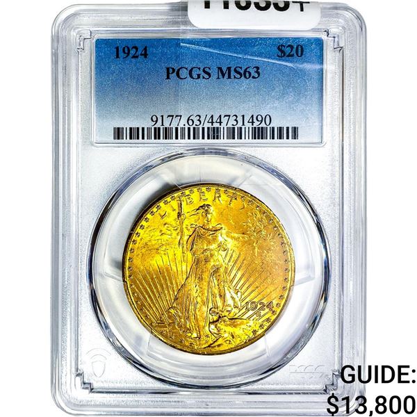 1924 $20 Gold Double Eagle PCGS MS63