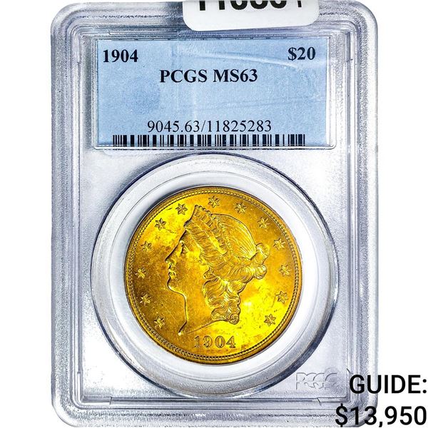 1904 $20 Gold Double Eagle PCGS MS63