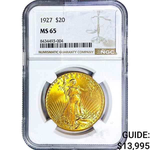1927 $20 Gold Double Eagle NGC MS65
