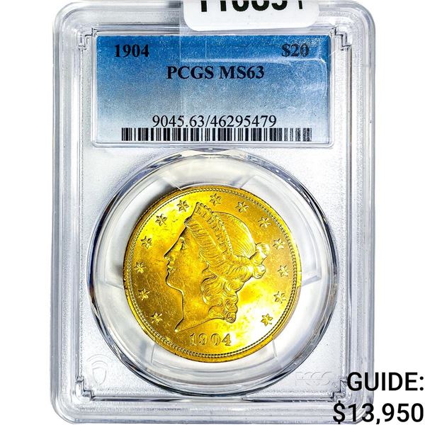 1904 $20 Gold Double Eagle PCGS MS63