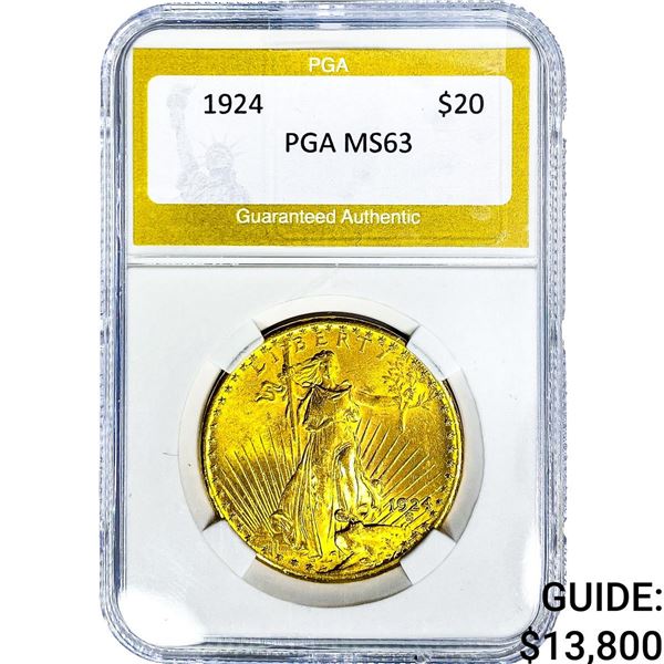 1924 $20 Gold Double Eagle PGA MS63