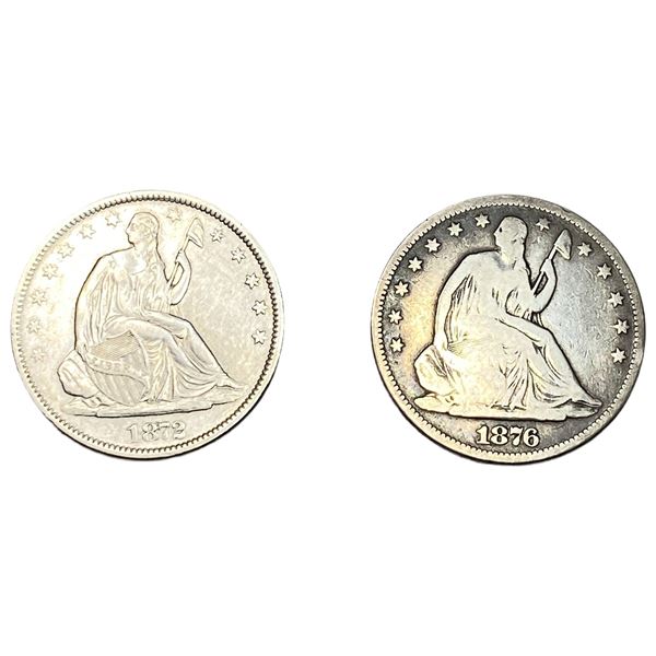 [2 Coins] 1872-1876 Seated Liberty Half Dollar