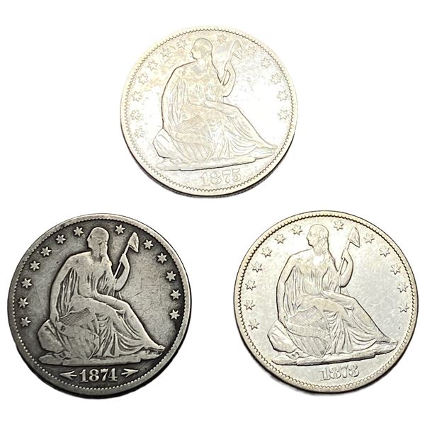 [3 Coins] 1874-1878 Seated Liberty Half Dollar