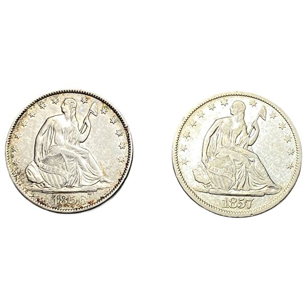[2 Coins] 1856-1857 Seated Liberty Half Dollar