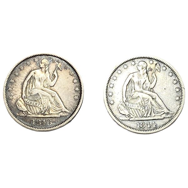[2 Coins] 1844-1846 Seated Liberty Half Dollar
