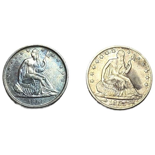 [2 Coins] 1855-1861 Seated Liberty Half Dollar