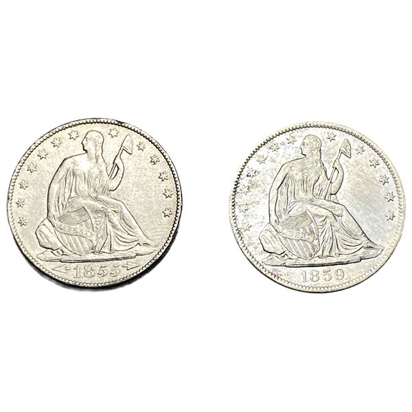 [2 Coins] 1855-1859 Seated Liberty Half Dollar