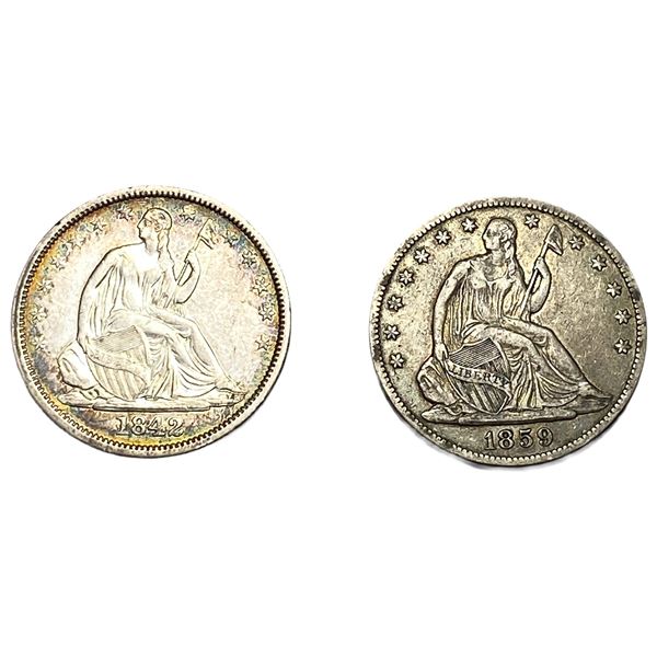 [2 Coins] 1842-1859 Seated Liberty Half Dollar