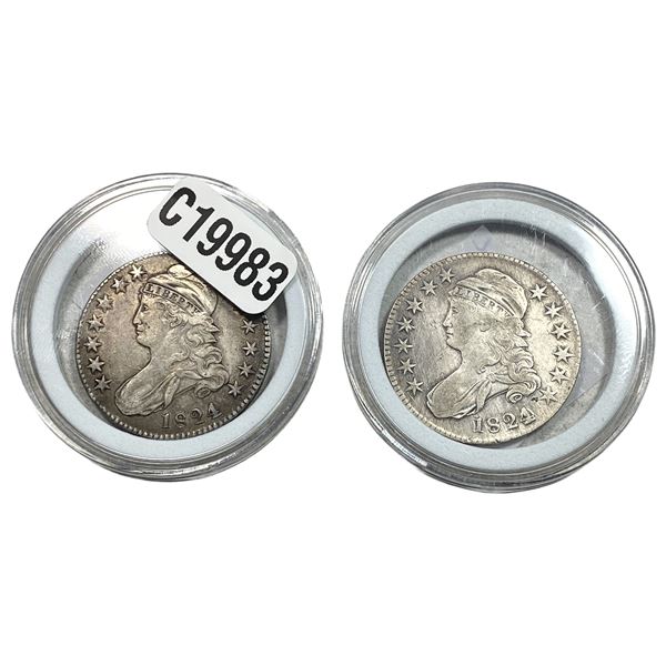 [2 Coins] 1824 Capped Bust Half Dollar