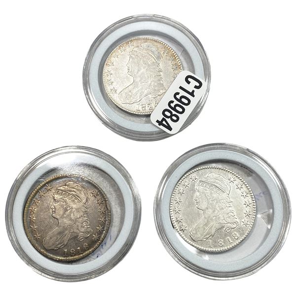 [3 Coins] 1818-1824 Capped Bust Half Dollar