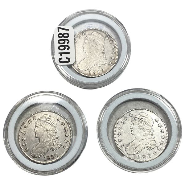 [3 Coins] 1819-1830 Capped Bust Half Dollar