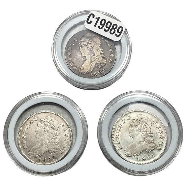 [3 Coins] 1808-1811 Capped Bust Half Dollar