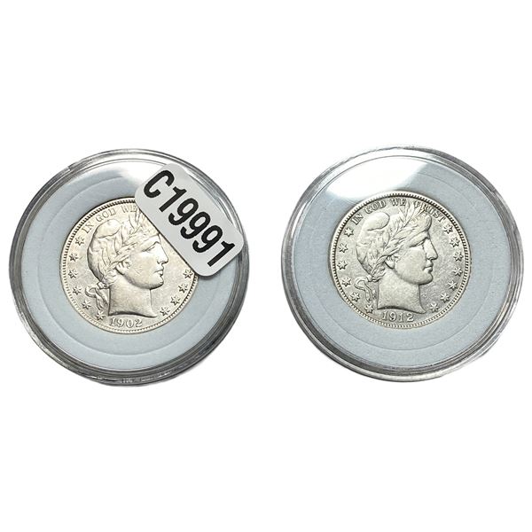 [2 Coins] 1902-1912 Barber Half Dollar