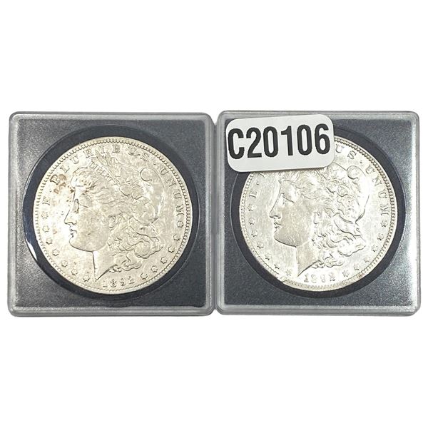 [2 Coins] 1892 Morgan Silver Dollar